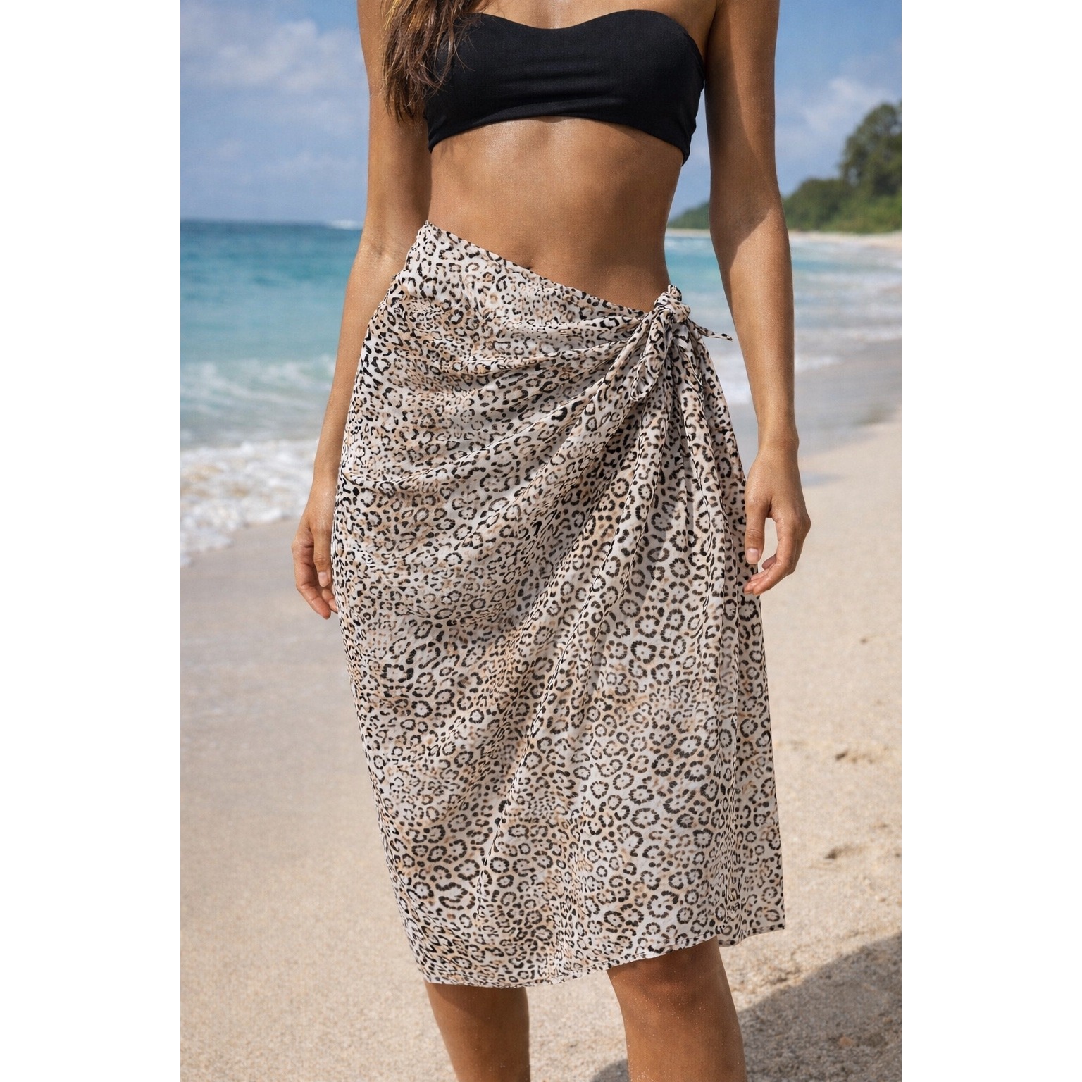 Faithfull The Brand Leopard Print Sarong Wrap Skirt Sz Xs S Cotton Long Cheetah